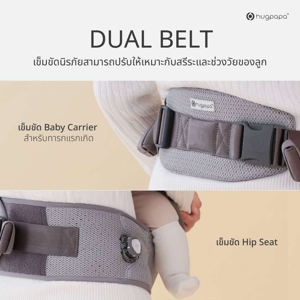 เป้อุ้ม​ HUGPAPA รุ่น DIAL-FIT MAX (BABY CARRIER) สีเทาอ่อน_6