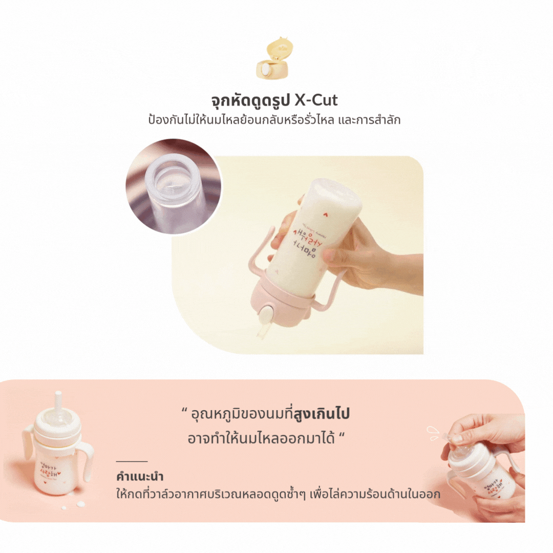ชุดหลอดหัดดูดพร้อมมือจับ และฝาล็อก เซตแก้วหัดดื่ม HAENIM - NOTHING™ สีเหลือง_6