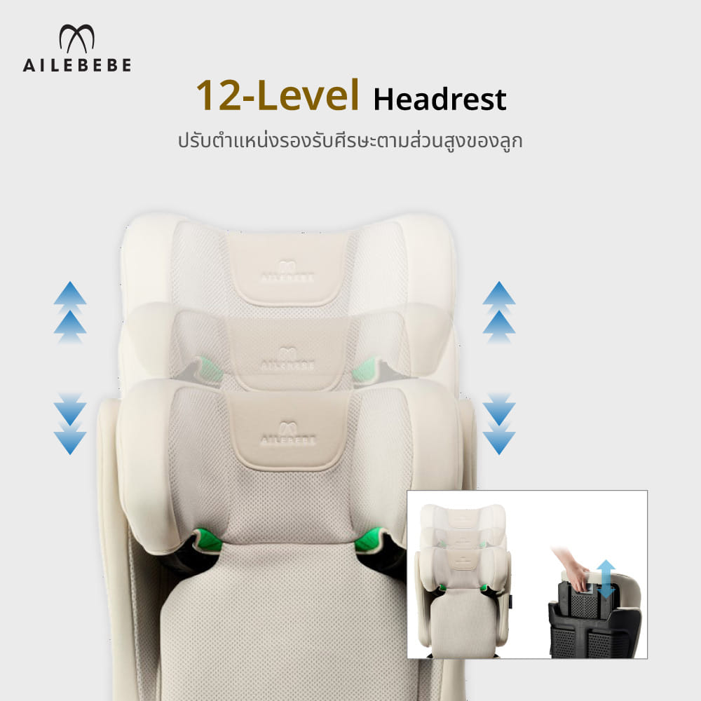 คาร์ซีทเด็กโต 3 ปีขึ้นไป AILEBEBE รุ่น SUTTO สีขาว_5