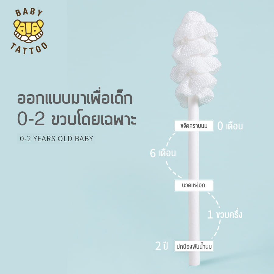 ผ้าก๊อซแบบเกลียว BABY TATTOO สำหรับเด็ก 0-8 เดือนขึ้นไป 1 กล่อง