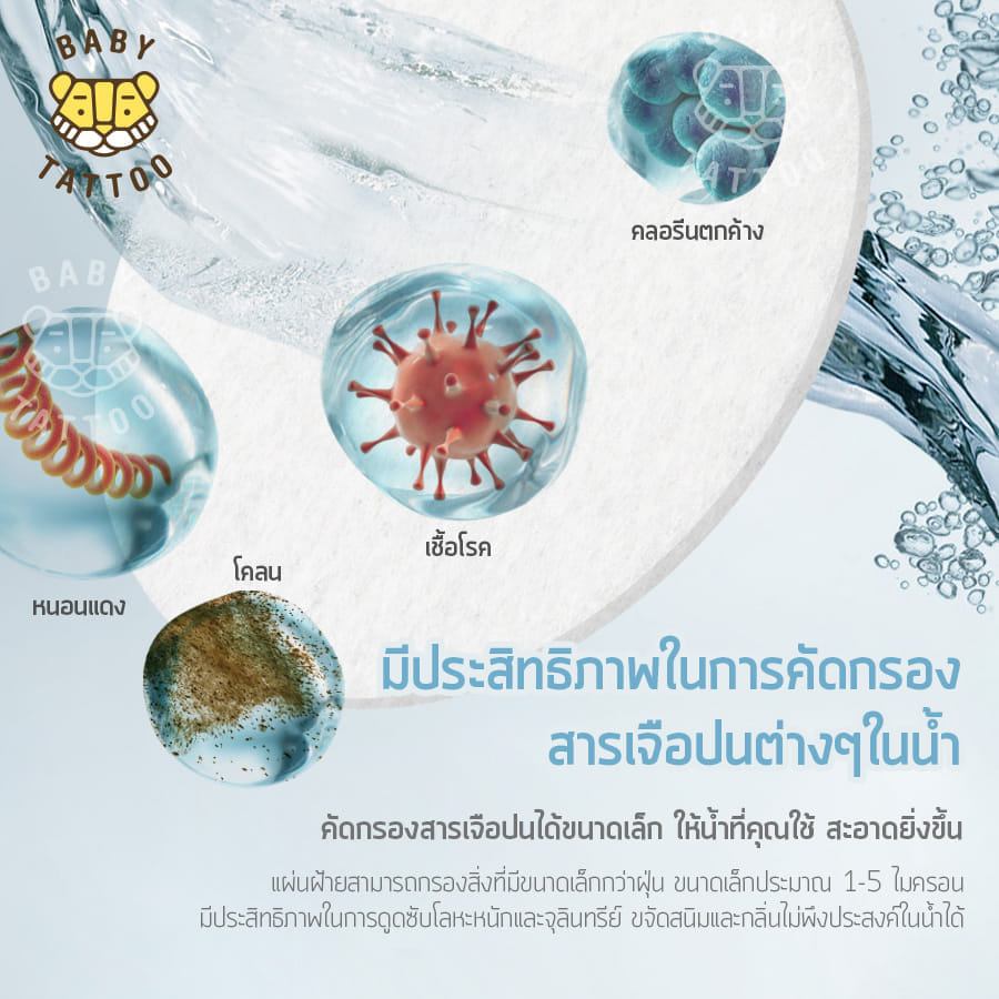 แผ่นกรองฝ้าย BABY TATTOO (4 แผ่น)