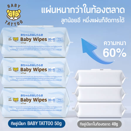 ทิชชู่เปียก BABY TATTOO ฟ้า 90แผ่น แพ็ค3_1