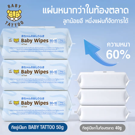 ทิชชู่เปียก BABY TATTOO ฟ้า 90 แผ่น แพ็ค5_1