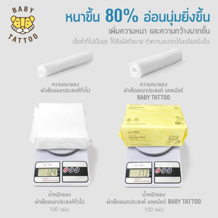 กระดาษทิชชู่ผ้าแคชเมียร์ BABY TATTOO 100 แผ่น 5 แพ็ค_2