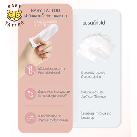ผ้าก๊อซแบบสวมนิ้ว BABY TATTOO สำหรับเด็ก 0-8 เดือนขึ้นไป 1 กล่อง_2