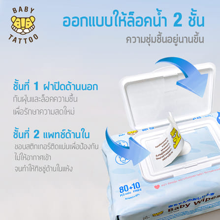 ทิชชู่เปียก BABY TATTOO ฟ้า 90 แผ่น แพ็ค5_5