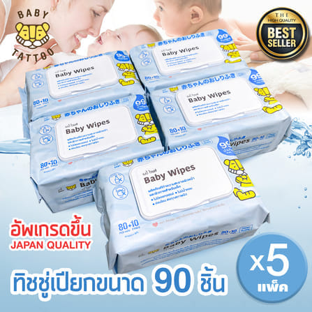 ทิชชู่เปียก BABY TATTOO ฟ้า 90 แผ่น แพ็ค5_8