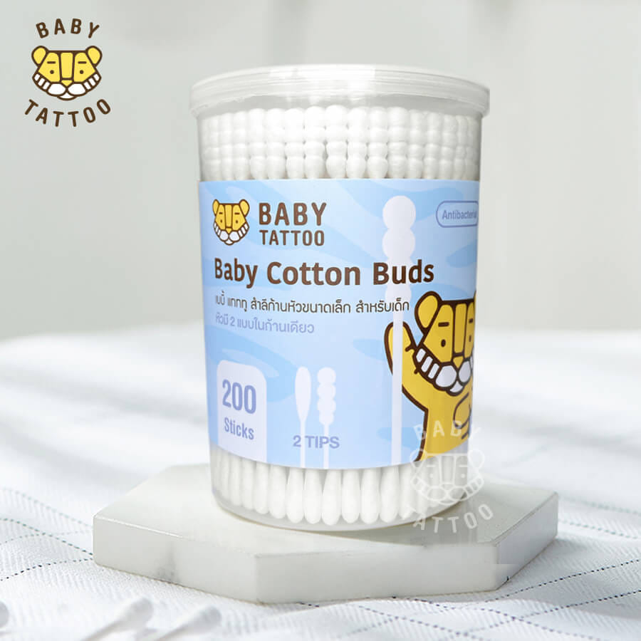 สำลีก้านสำหรับเด็ก BABY TATTOO ชนิดหัวเล็ก 1 กล่อง