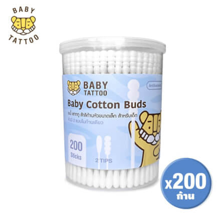 สำลีก้านสำหรับเด็ก BABY TATTOO ชนิดหัวเล็ก 1 กล่อง