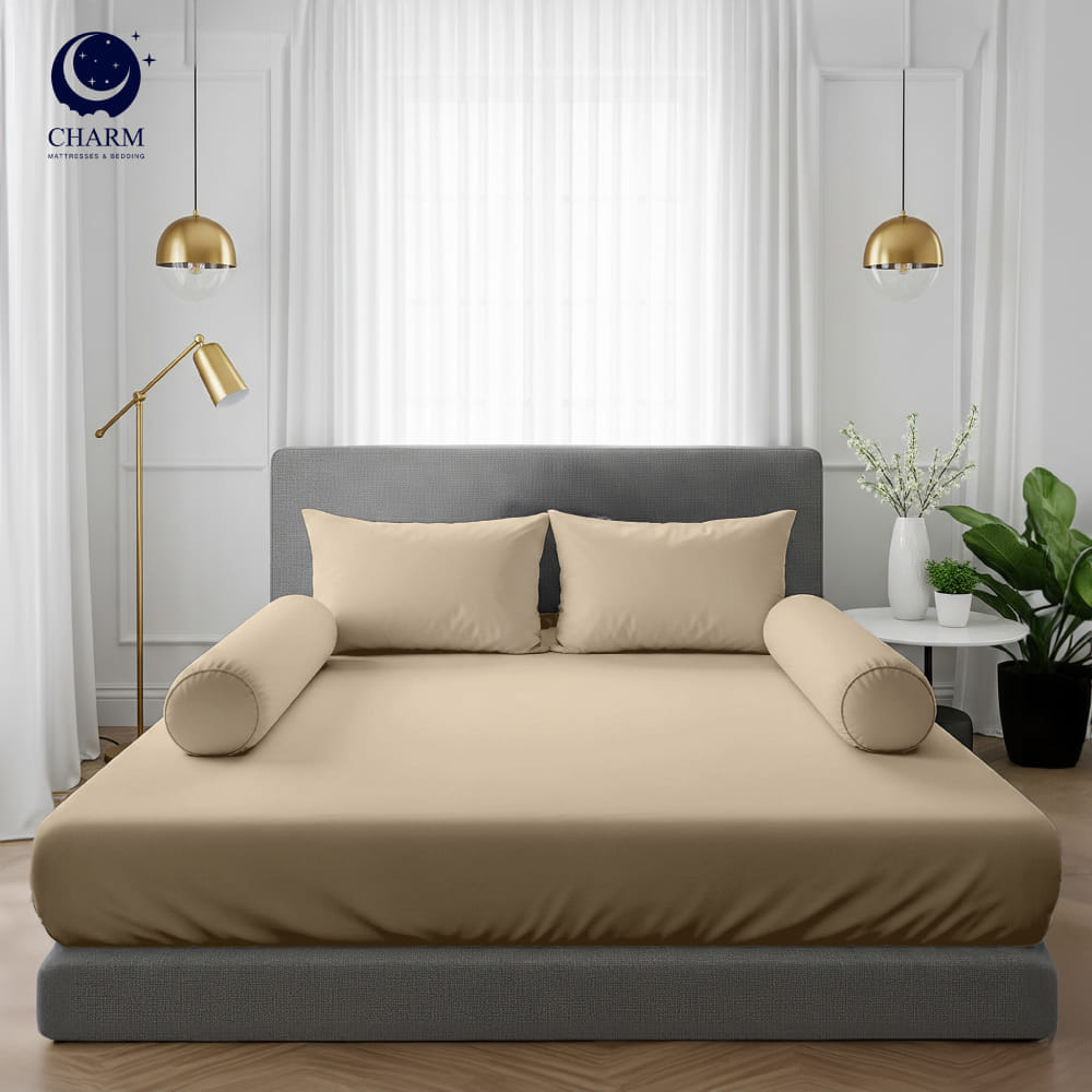 ชุดผ้าปูที่นอน 3.5ฟุต 3 ชิ้น CHARM รุ่น คลาสสิค BUSHY BEIGE ไม่รวมผ้านวมZ