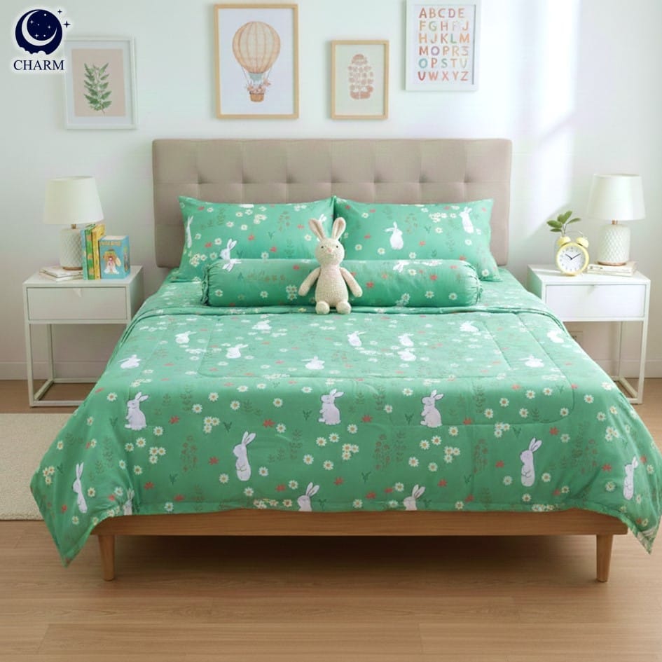ชุดผ้าปูที่นอน 3.5 ฟุต 4 ชิ้น CHARM สี COZY RABBIT คอลเลคชั่น DREAMY