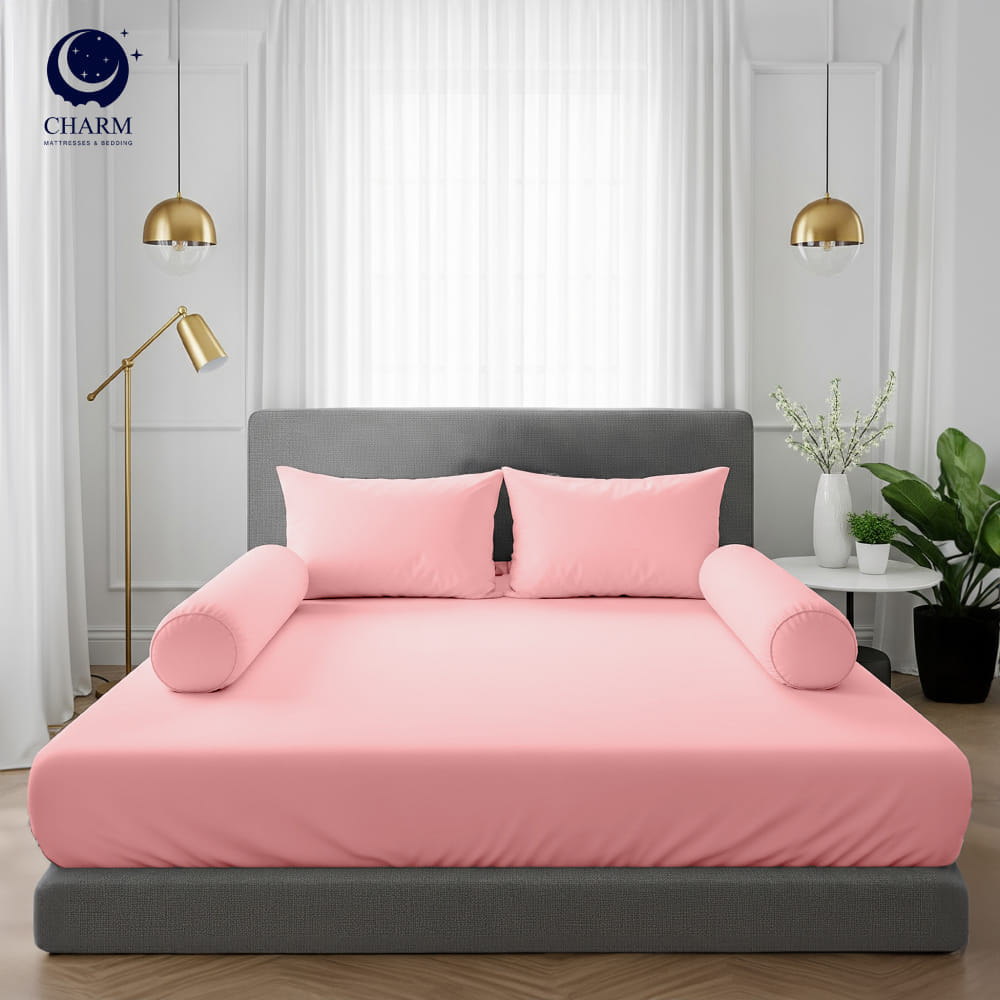 ชุดผ้าปูที่นอน 3.5 ฟุต CHARM รุ่น คลาสสิค สีชมพู ไม่รวมผ้านวม