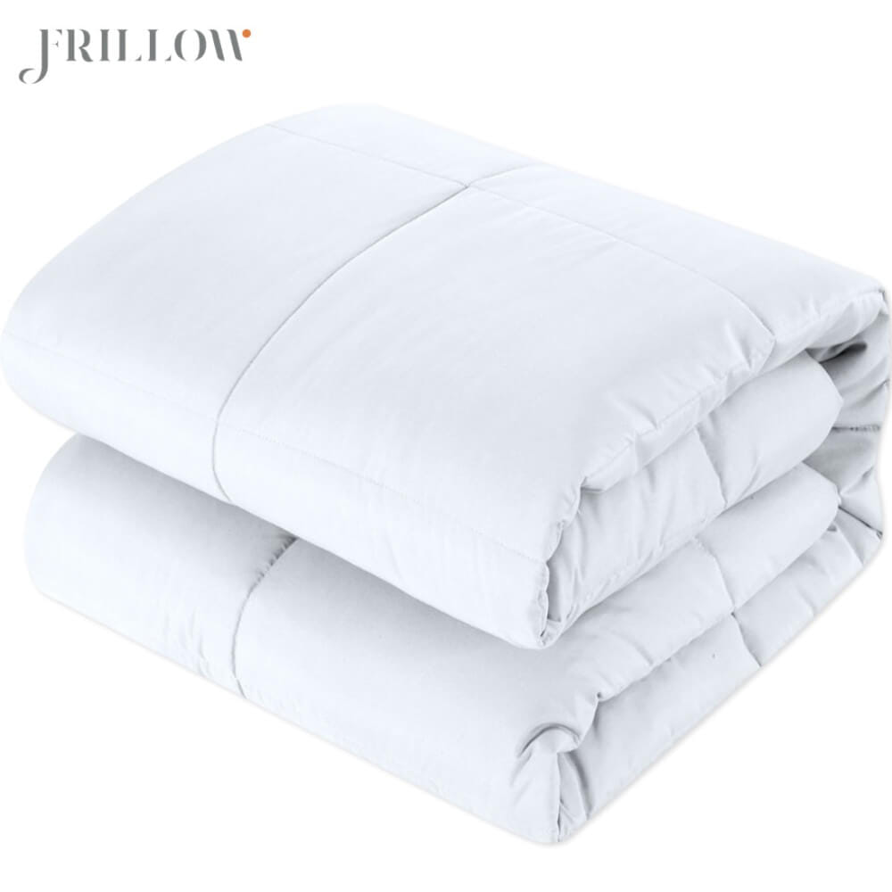 ผ้าห่ม 150×200 ซม. FRILLOW HOTEL COLLECTION COTTON SILK 250TC สีขาวลายริ้ว_0