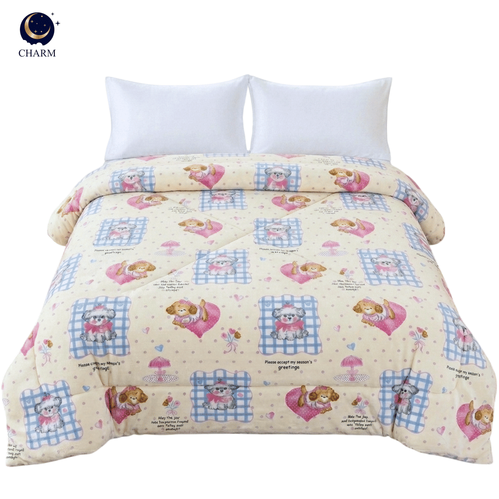 ผ้าห่มนวม CHARM คอลเลคชั่น DREAMY 6 FT SIZE 190×228 ซม. ลาย PUPPY LOVE_0