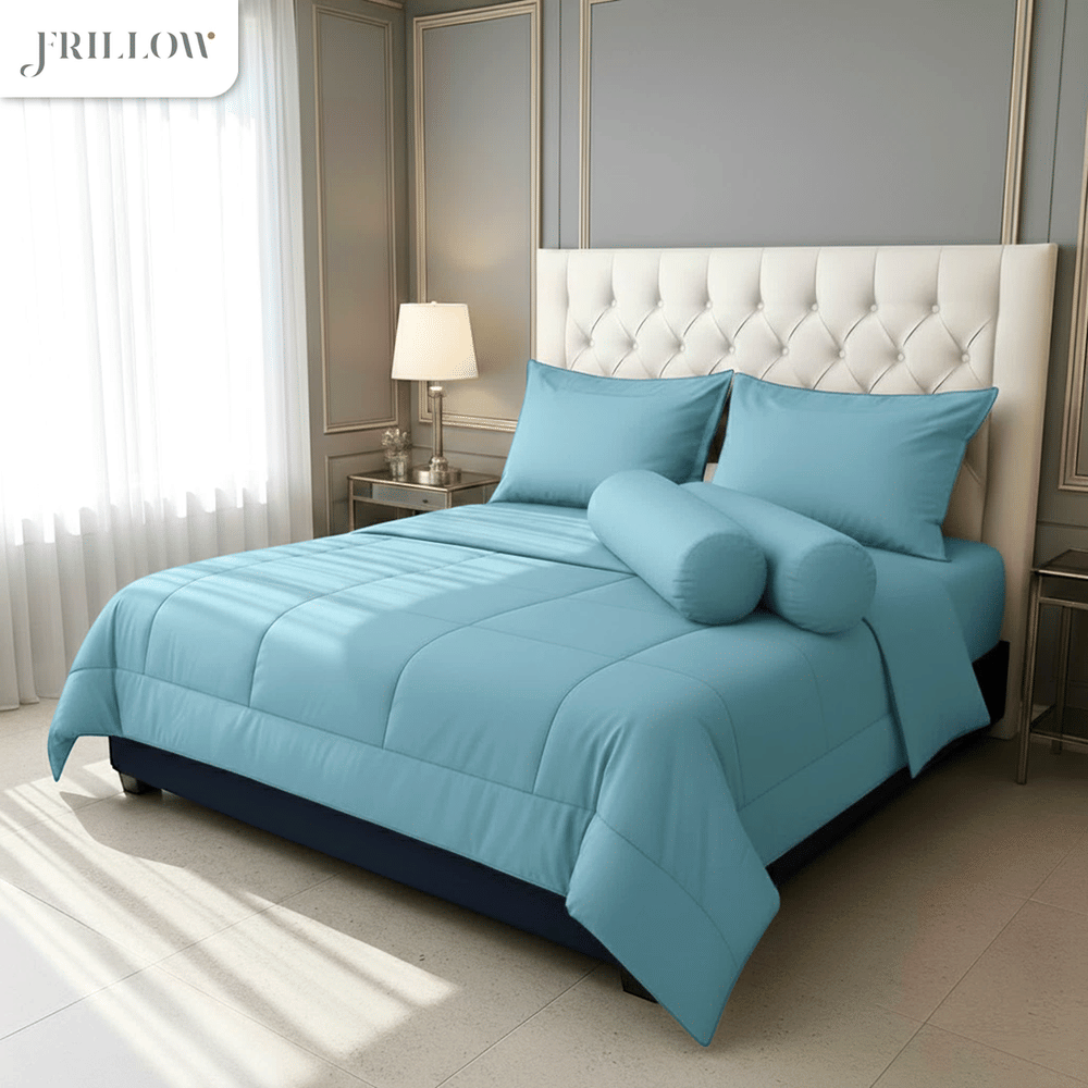 ชุดผ้าปูที่นอน 6ฟุต 6 ชิ้น FRILLOW ESSENTIAL 720TC สี  DAWN BLUE