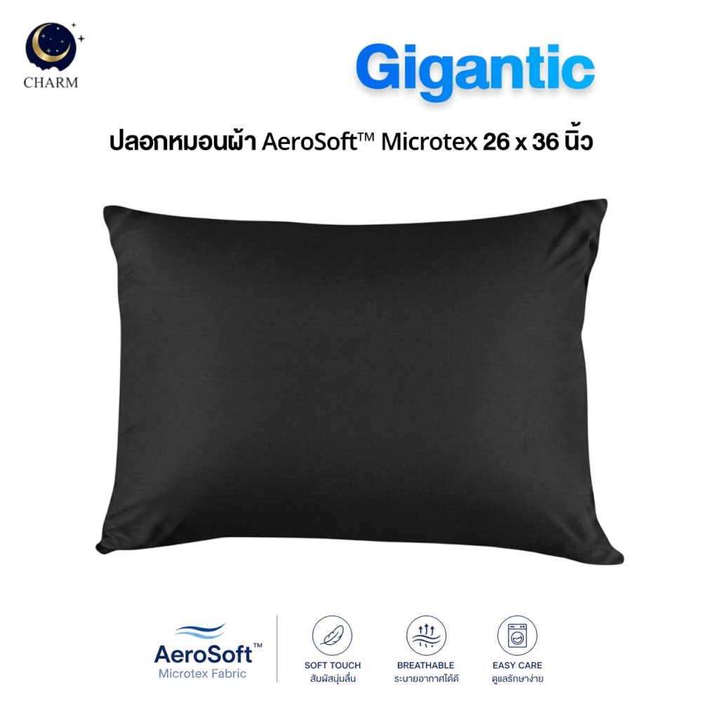 ปลอกหมอนหนุน CHARM AEROSOFT™ MICROTEX 26 X 36 นิ้ว สีดำ_1