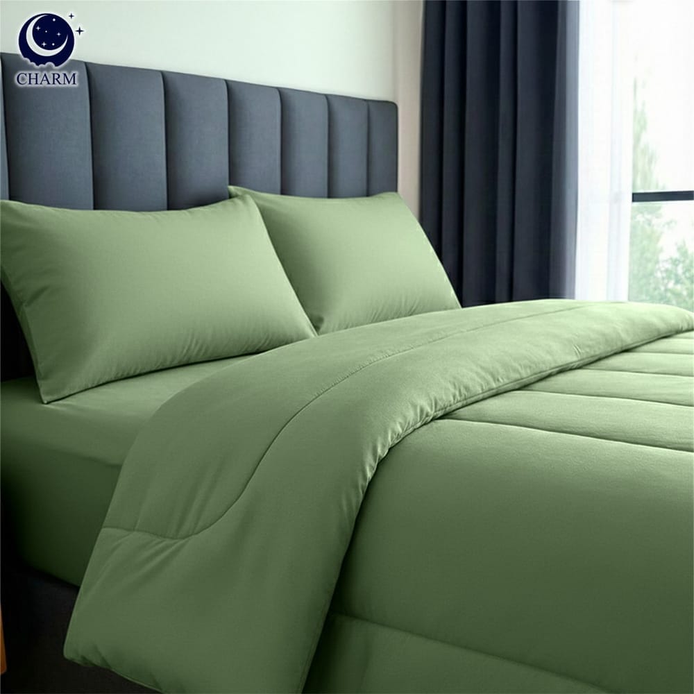 ชุดผ้าปูที่นอน 5 ฟุต 6 ชิ้น CHARM สี SAGE GREEN คอลเลคชั่น CLASSIC