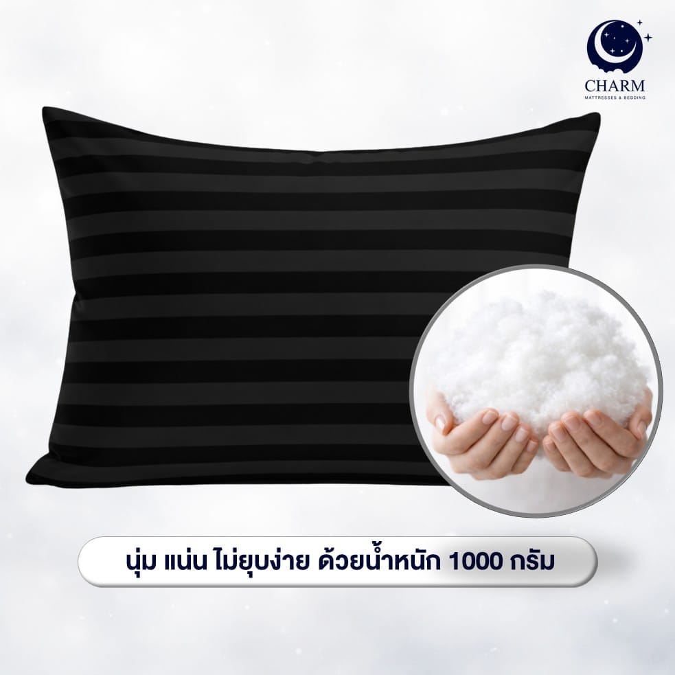 หมอนหนุน CHARM SWEET DREAM ซื้อ 1 แถม 1 ขนาด 19X29 นิ้ว 1000 กรัม สี OLIVE BLACK