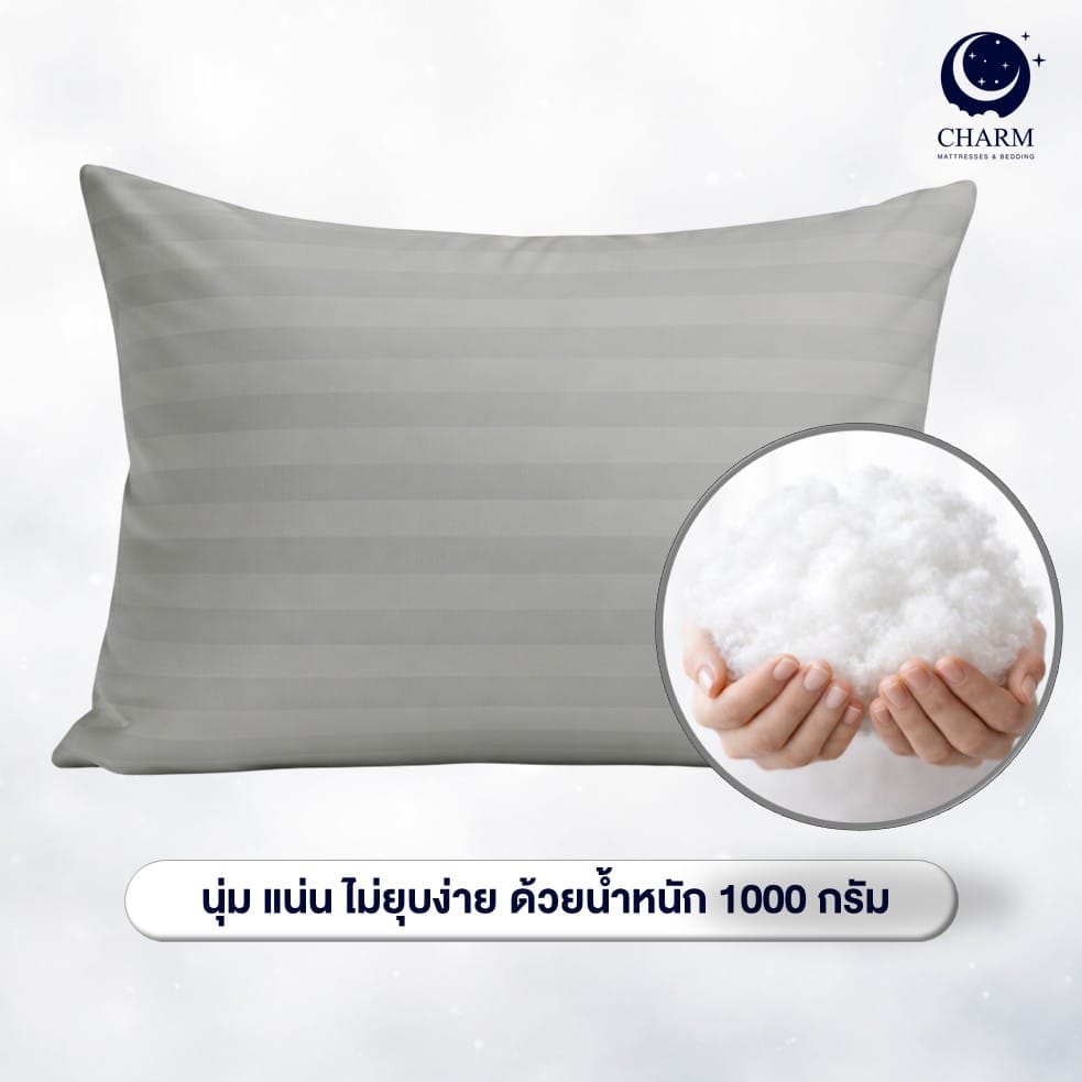 หมอนหนุน CHARM SWEET DREAM ซื้อ 1 แถม 1 ขนาด 19X29 นิ้ว 1000 กรัม สี GREY