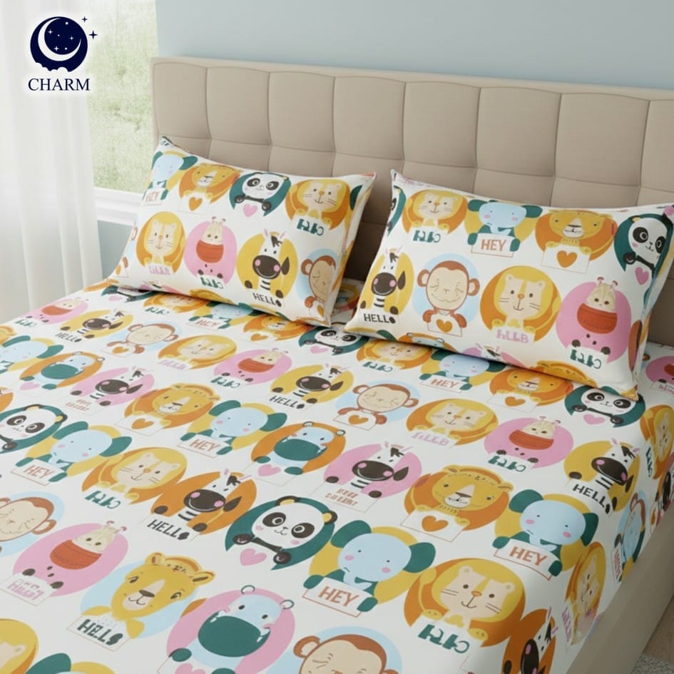 ชุดผ้าปูที่นอน 6 ฟุต 3 ชิ้น CHARM สี WILDLIFE คอลเลคชั่น DREAMY (ไม่รวมผ้านวม)