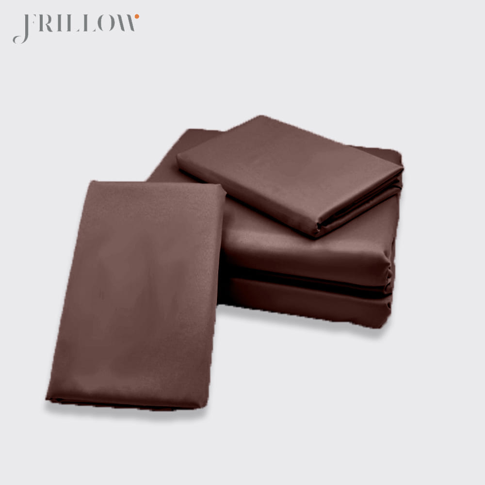 ชุดผ้าปูที่นอน 5ฟุต 3ชิ้น FRILLOW 800TC COTTON SILK  สี DARK BROWN คอลเลคชั่น PRESTIGE