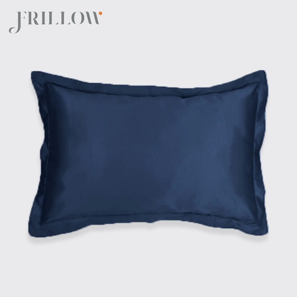 ชุดผ้าปูที่นอน 6ฟุต 3ชิ้น FRILLOW 800TC COTTON SILK  สี NAVY BLUE คอลเลคชั่น PRESTIGE