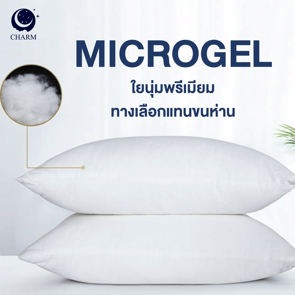 CHARM หมอนหนุน รุ่น AEROPLUSH ขนาด 20X32 นิ้ว ไมโครเจล DOWN ALTERNATIVE 800 กรัม นุ่มแน่น ระดับโรงแรม