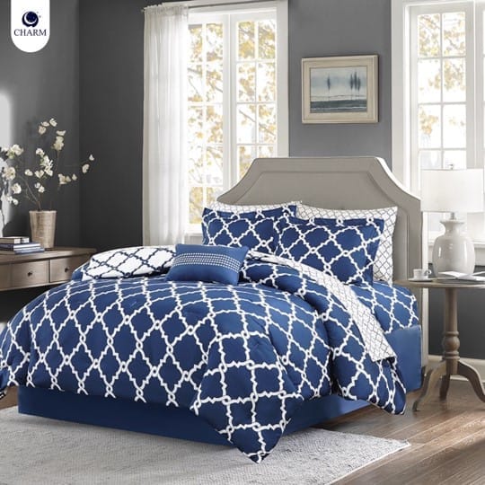 ชุดผ้าปูที่นอน 6ฟุต 5 ชิ้น CHARM รุ่น คลาสสิค NAVY MIRAGE ไม่รวมผ้านวม สี คลาสสิค MIRAGE