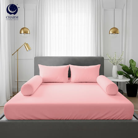 ชุดผ้าปูที่นอน 5 ฟุต CHARM รุ่น คลาสสิค สีชมพู ไม่รวมผ้านวม_0