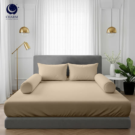 ชุดผ้าปูที่นอน 3.5ฟุต 3 ชิ้น CHARM รุ่น คลาสสิค BUSHY BEIGE ไม่รวมผ้านวมZ_0
