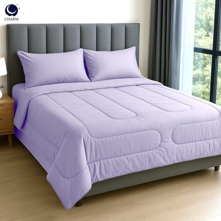 ชุดผ้าปูที่นอน 6 ฟุต 6 ชิ้น CHARM สี LAVENDER คอลเลคชั่น CLASSIC_0