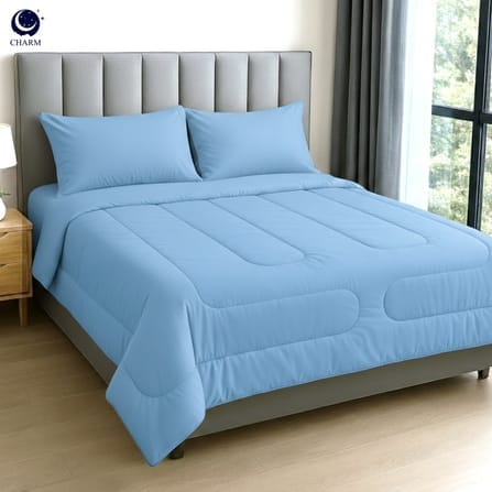 ชุดผ้าปูที่นอน 6 ฟุต 6 ชิ้น CHARM สี OCEAN BLUE คอลเลคชั่น CLASSIC_0
