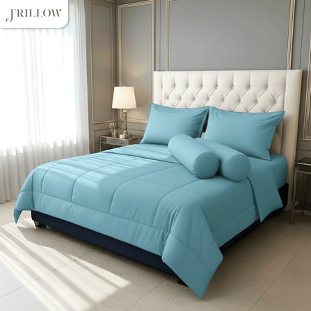 ชุดผ้าปูที่นอน 6ฟุต 6 ชิ้น FRILLOW ESSENTIAL 720TC สี  DAWN BLUE_1