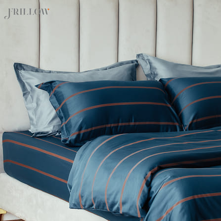 ชุดผ้าปูที่นอน 6ฟุต 3ชิ้น FRILLOW THE SUPERIORITY สี MIDNIGHT BLUE คอลเลคชั่น PRESTIGE_1