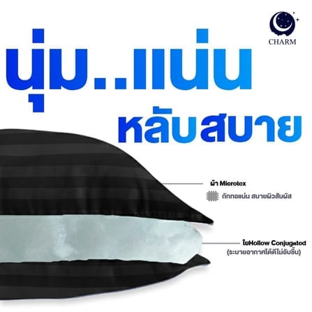 CHARM หมอนหนุน รุ่น COMFORT แพ็คคู่ ขนาด 17 X 27 นิ้ว OLIVE BLACK_3