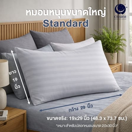 หมอนหนุน CHARM SWEET DREAM ซื้อ 1 แถม 1 ขนาด 19X29 นิ้ว 1000 กรัม สี GREY_3
