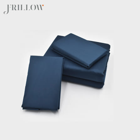 ชุดผ้าปูที่นอน 6ฟุต 3ชิ้น FRILLOW 800TC COTTON SILK  สี NAVY BLUE คอลเลคชั่น PRESTIGE_3