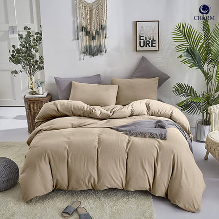 ชุดผ้าปูที่นอน 3.5ฟุต 3 ชิ้น CHARM รุ่น คลาสสิค BUSHY BEIGE ไม่รวมผ้านวมZ_6