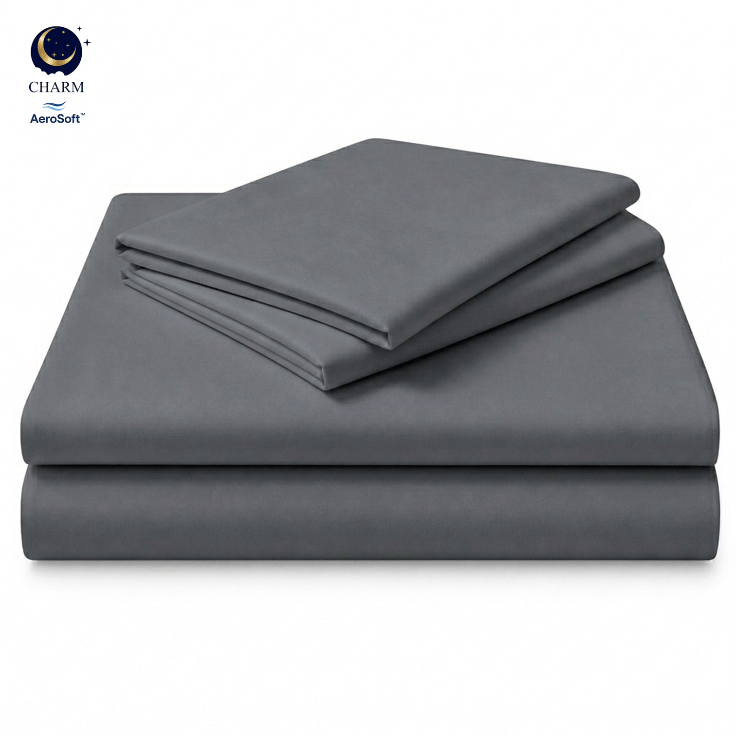 ชุดผ้าปูที่นอน 6ฟุต 3 ชิ้น CHARM รุ่น ESSENTIALS สี DARK GREY_0