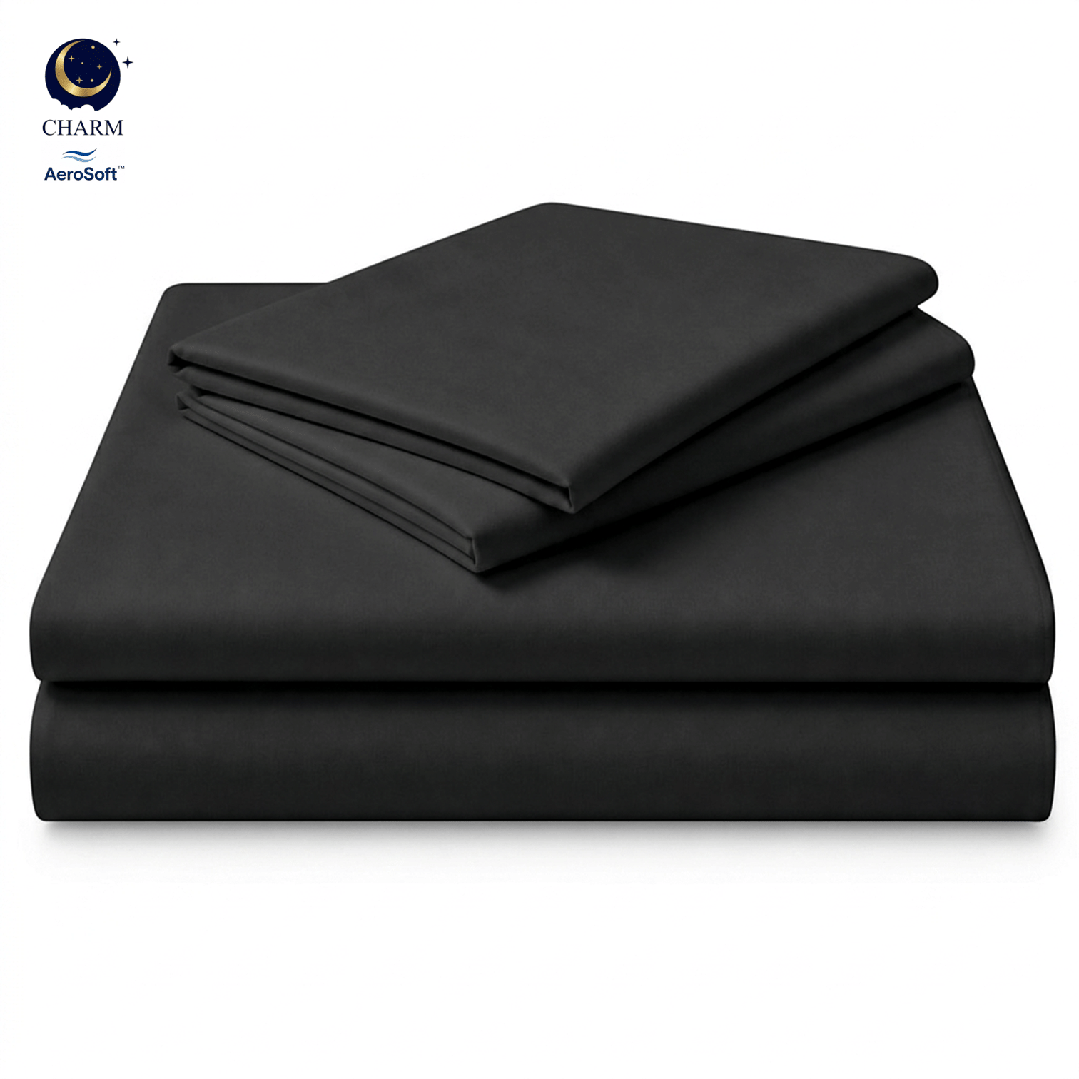 ชุดผ้าปูที่นอน 3.5ฟุต 2 ชิ้น CHARM รุ่น ESSENTIALS สี JET BLACK_0