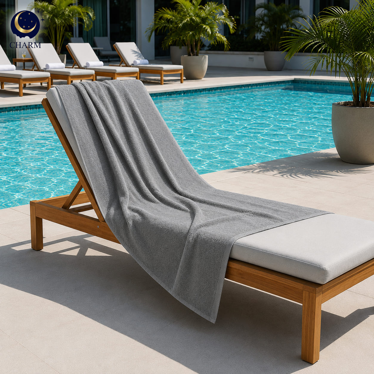 ผ้าขนหนู CHARM POOL ขนาด 100X150 ซม. สี GREY_1