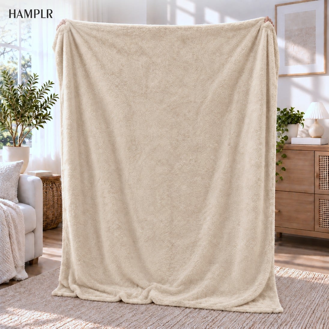 ผ้าห่ม 60X80นิ้ว HAMPLR รุ่น WOMBAT SUPER SOFT สี SAND BEIGE_1