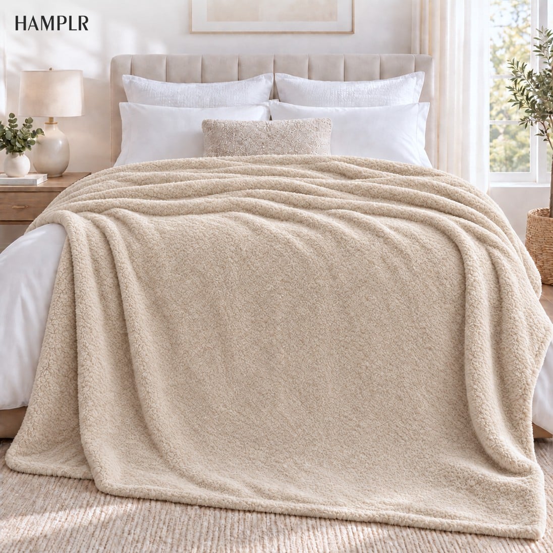 ผ้าห่ม 60X80นิ้ว HAMPLR รุ่น WOMBAT SUPER SOFT สี SAND BEIGE_3