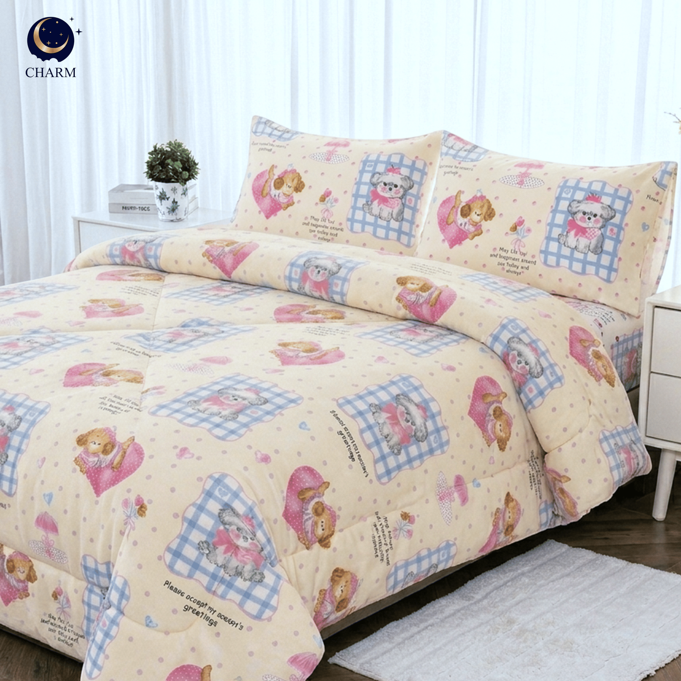 ผ้าห่มนวม CHARM คอลเลคชั่น DREAMY 6 FT SIZE 190×228 ซม. ลาย PUPPY LOVE_7