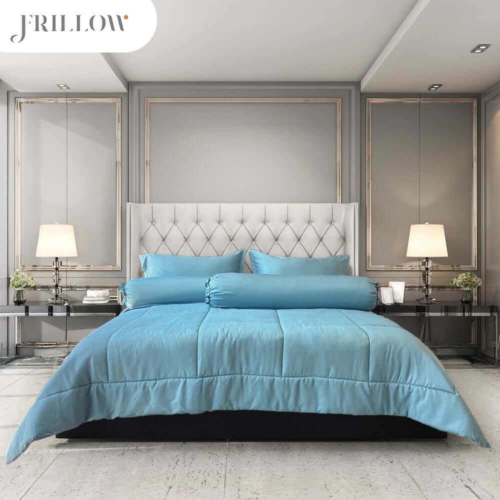 ชุดผ้าปูที่นอน 6ฟุต 6 ชิ้น FRILLOW ESSENTIAL 720TC สี  DAWN BLUE_0