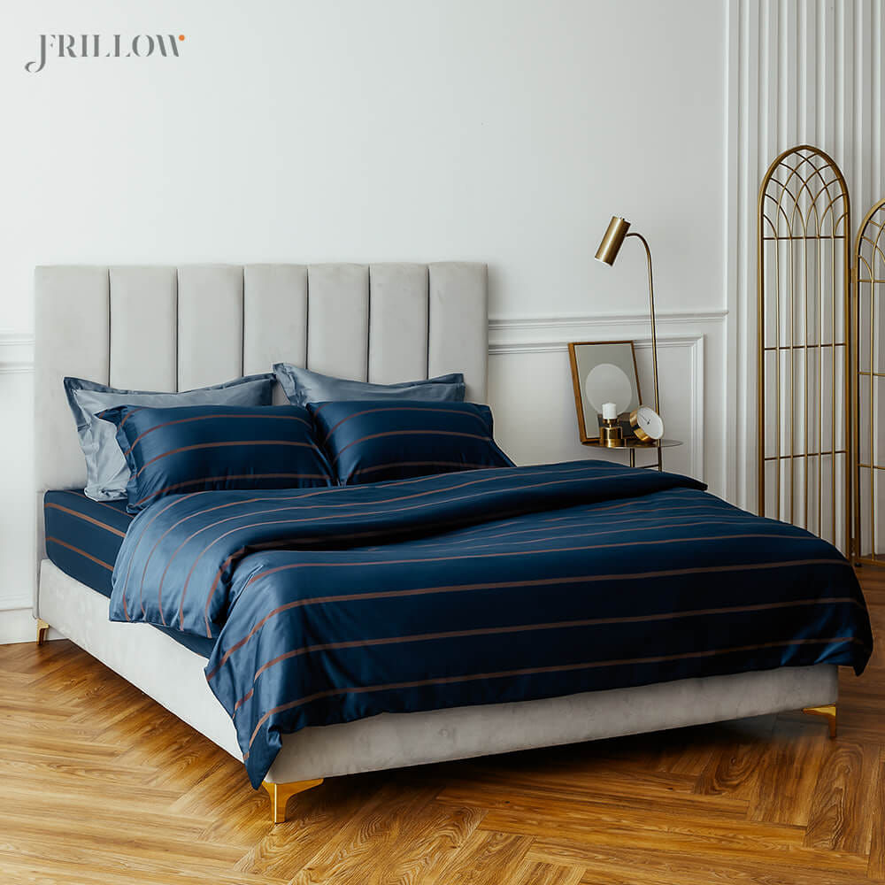 ชุดผ้าปูที่นอน 6ฟุต 3ชิ้น FRILLOW THE SUPERIORITY สี MIDNIGHT BLUE คอลเลคชั่น PRESTIGE_0