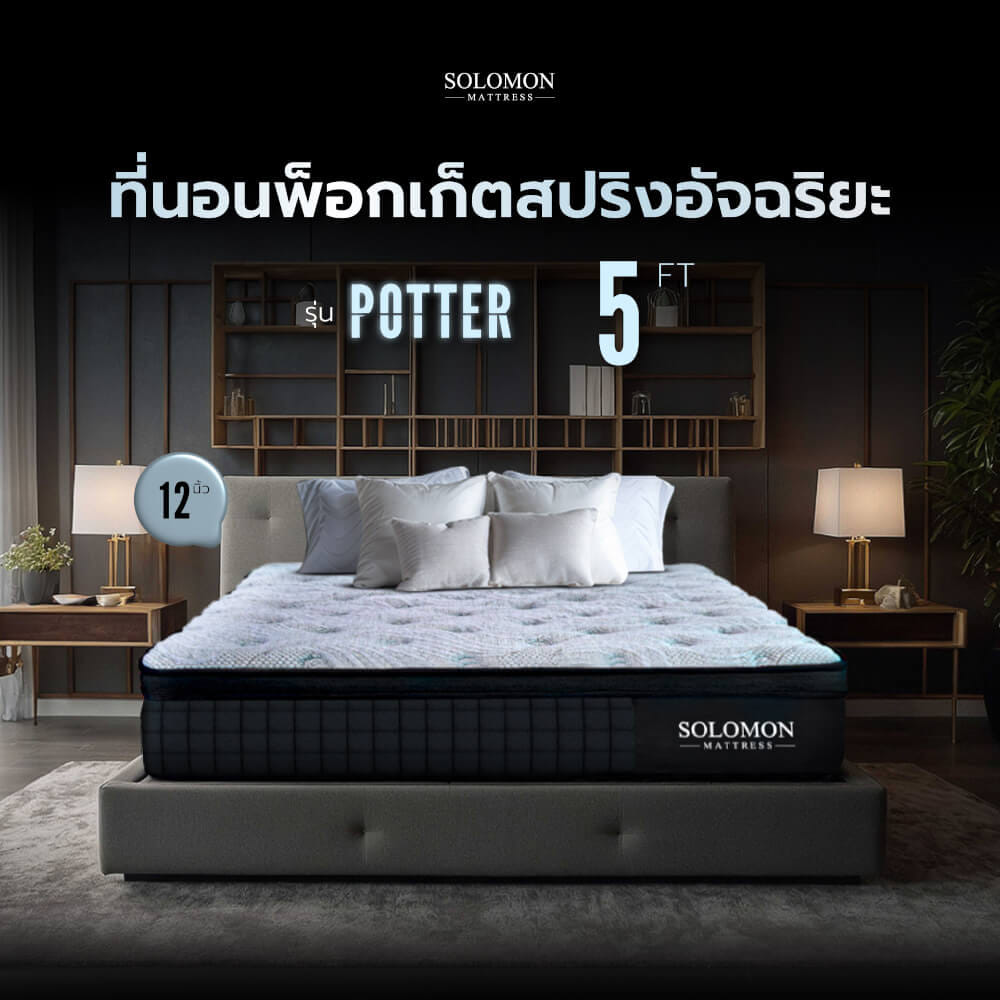 ที่นอนพ็อกเก็ตสปริง 5 ฟุต SOLOMON รุ่น POTTER หนา 12 นิ้ว จัดส่งแบบอัดสุญญากาศ_1