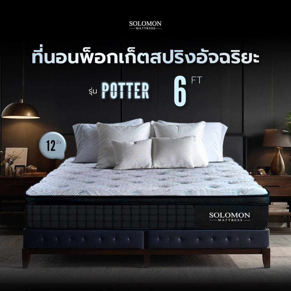 ที่นอนพ็อกเก็ตสปริง 6 ฟุต SOLOMON รุ่น POTTER หนา 12 นิ้ว จัดส่งแบบอัดสุญญากาศ_1
