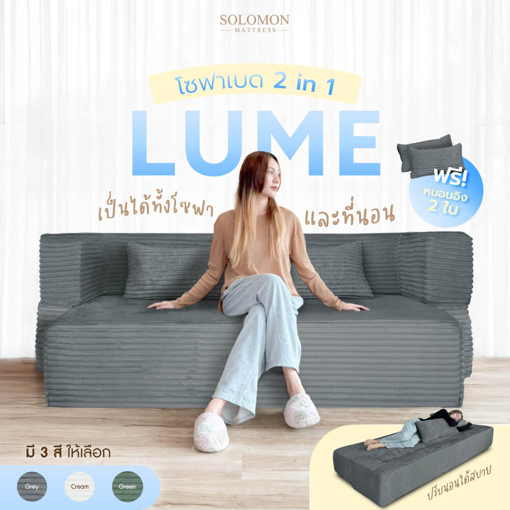 โซฟาเบด SOLOMON รุ่น LUME สีเทา จัดส่งแบบอัดสุญญากาศ_1