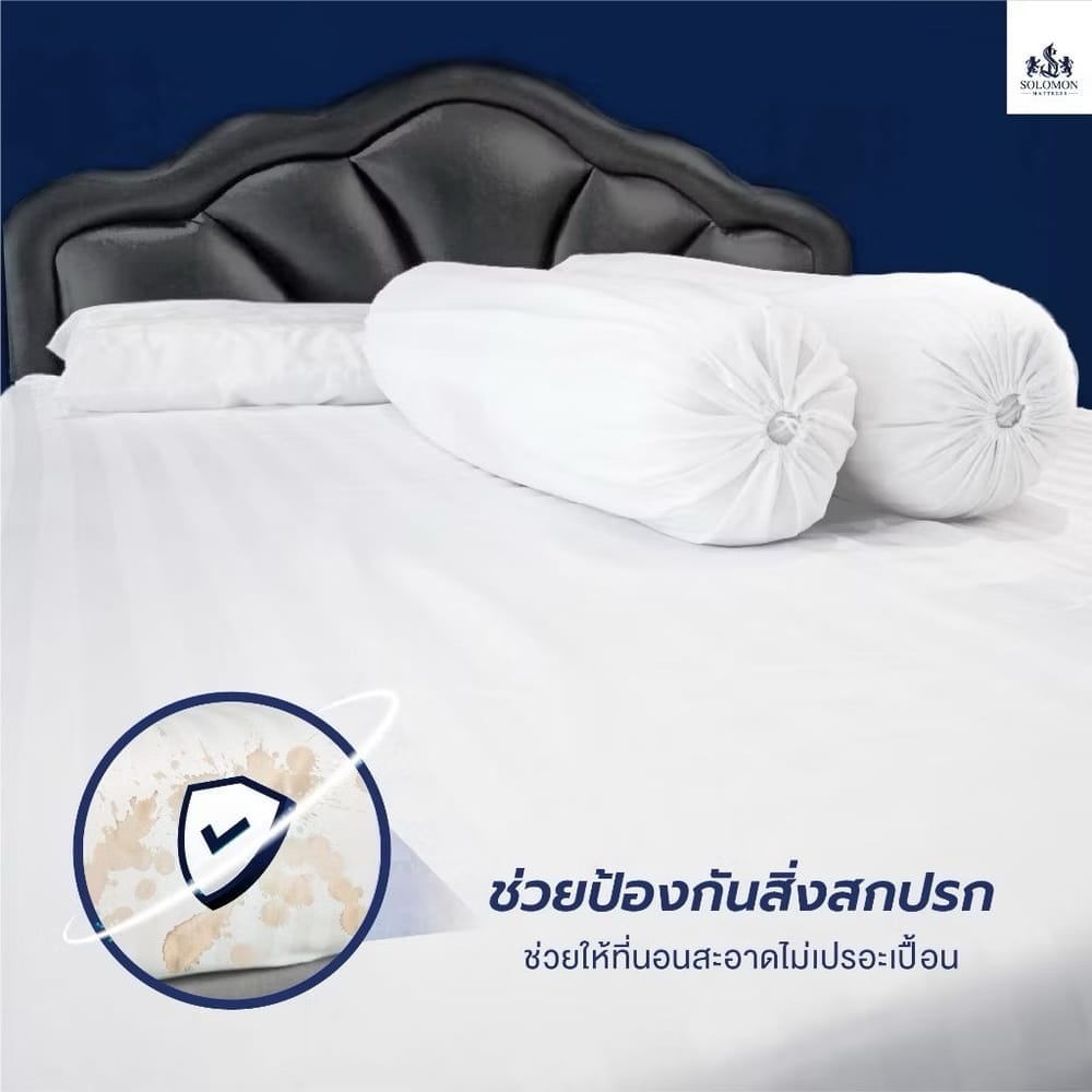 ชุดผ้าปูที่นอน 6 ฟุต เซท 5 ชิ้น SOLOMON สีขาว